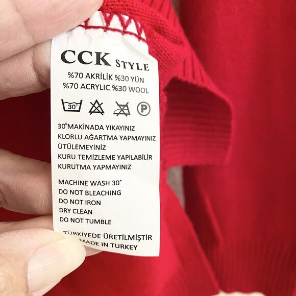 CCK Style Womens Blush Wool-Blend V-Neck Sweater Size 36 Large‎ Red - Picture 5 of 9